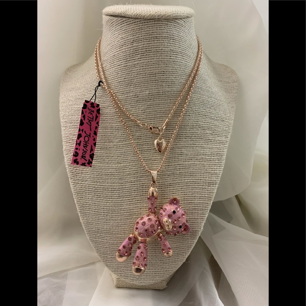 Betsey Johnson necklace with Pink Teddy Bear.